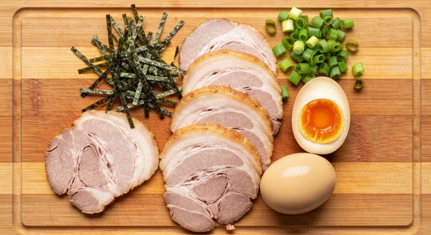 완성된 돈코츠 라멘 한 그릇