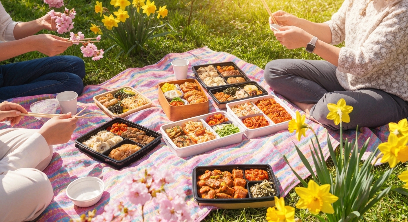 완성된 봄 소풍 도시락 세트